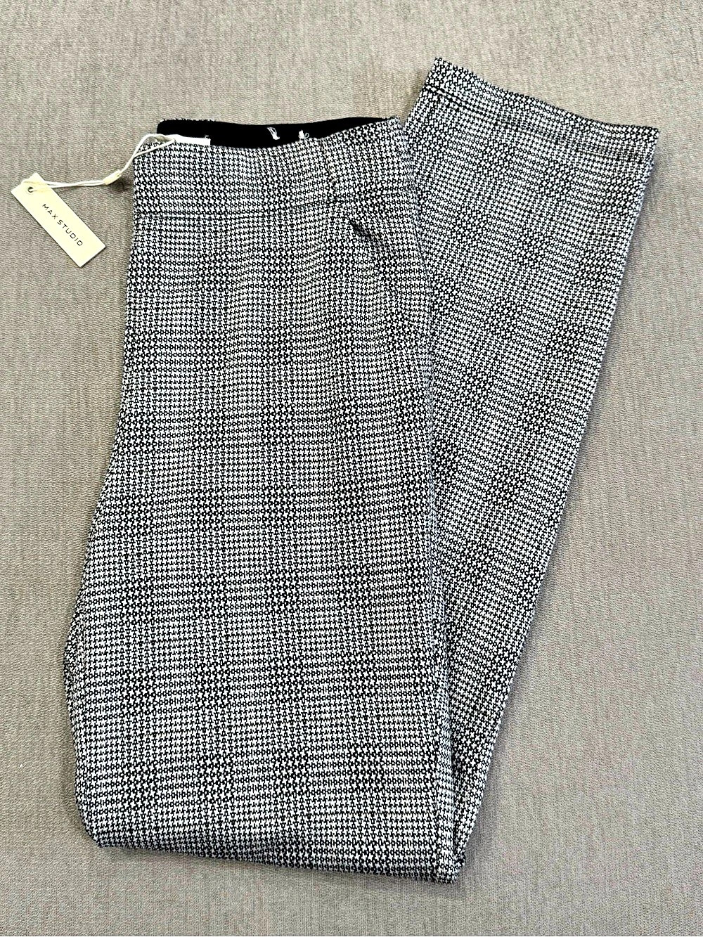 NWT Max Studio Double Knit Houndstooth/Plaid Straight Leg Pants Size S